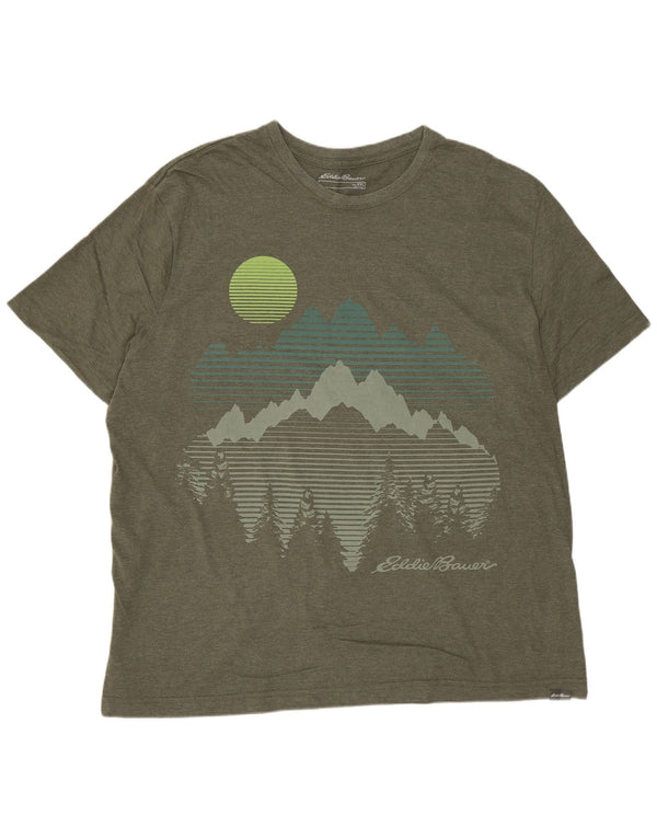 Eddie Bauer Mens Graphic T-Shirt Top 2XL Khaki Cotton