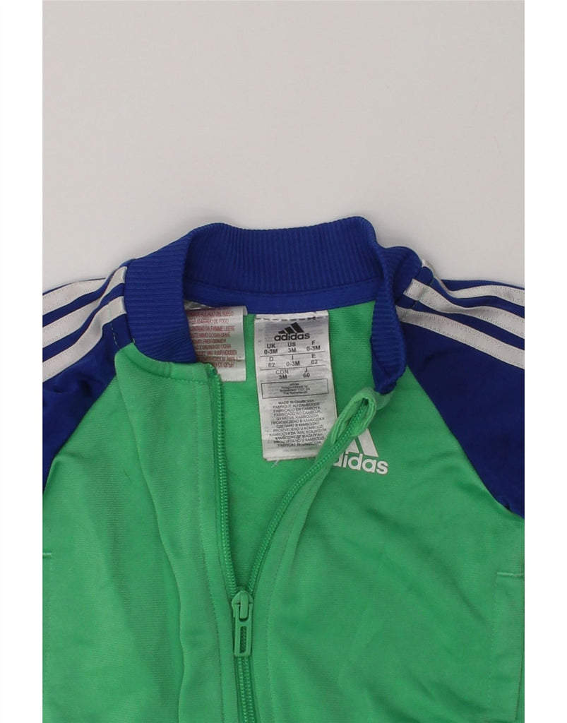 ADIDAS Baby Boys Tracksuit Top Jacket 0-3 Months Green Colourblock | Vintage Adidas | Thrift | Second-Hand Adidas | Used Clothing | Messina Hembry 