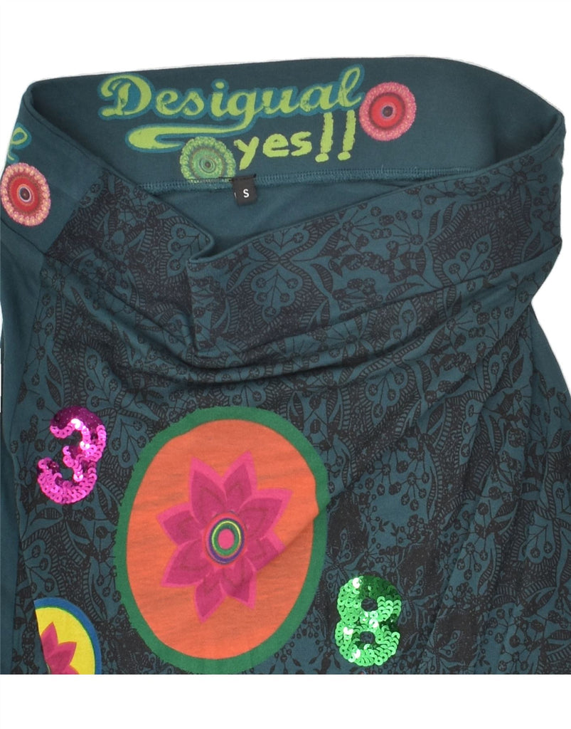 DESIGUAL Womens Graphic Asymmetrical Skirt Small W28 Green Spotted | Vintage Desigual | Thrift | Second-Hand Desigual | Used Clothing | Messina Hembry 