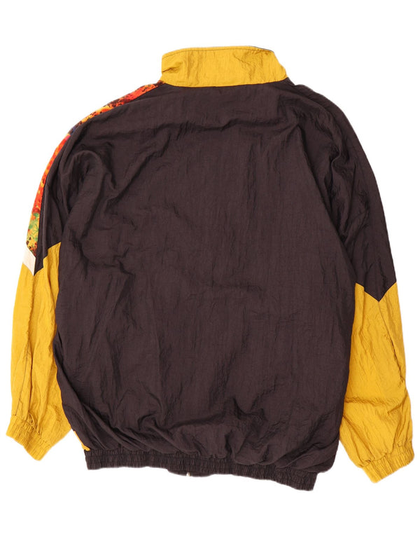 Vintage Mens Tracksuit Top Jacket 2XL Black Colourblock Nylon