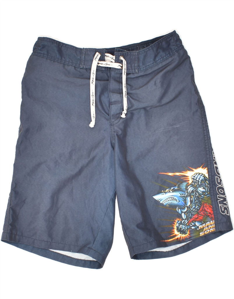 MAUI AND SONS Boys Graphic Swimming Shorts 11-12 Years XL  Navy Blue | Vintage Maui and Sons | Thrift | Second-Hand Maui and Sons | Used Clothing | Messina Hembry 