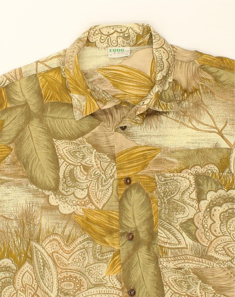 VINTAGE Womens Short Sleeve Shirt EU 38 shirtMedium Beige Floral Cotton | Vintage Vintage | Thrift | Second-Hand Vintage | Used Clothing | Messina Hembry 