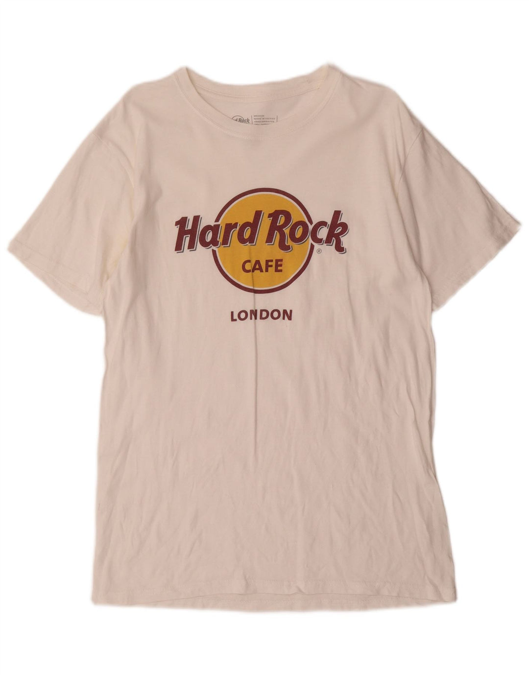 HARD ROCK CAFE Mens London Graphic T-Shirt Top Medium White Cotton
