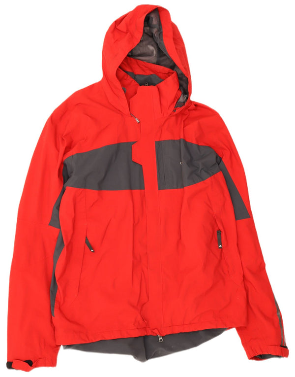 Adidas Mens Hooded Windbreaker Jacket UK 44 2XL Red Colourblock Polyamide