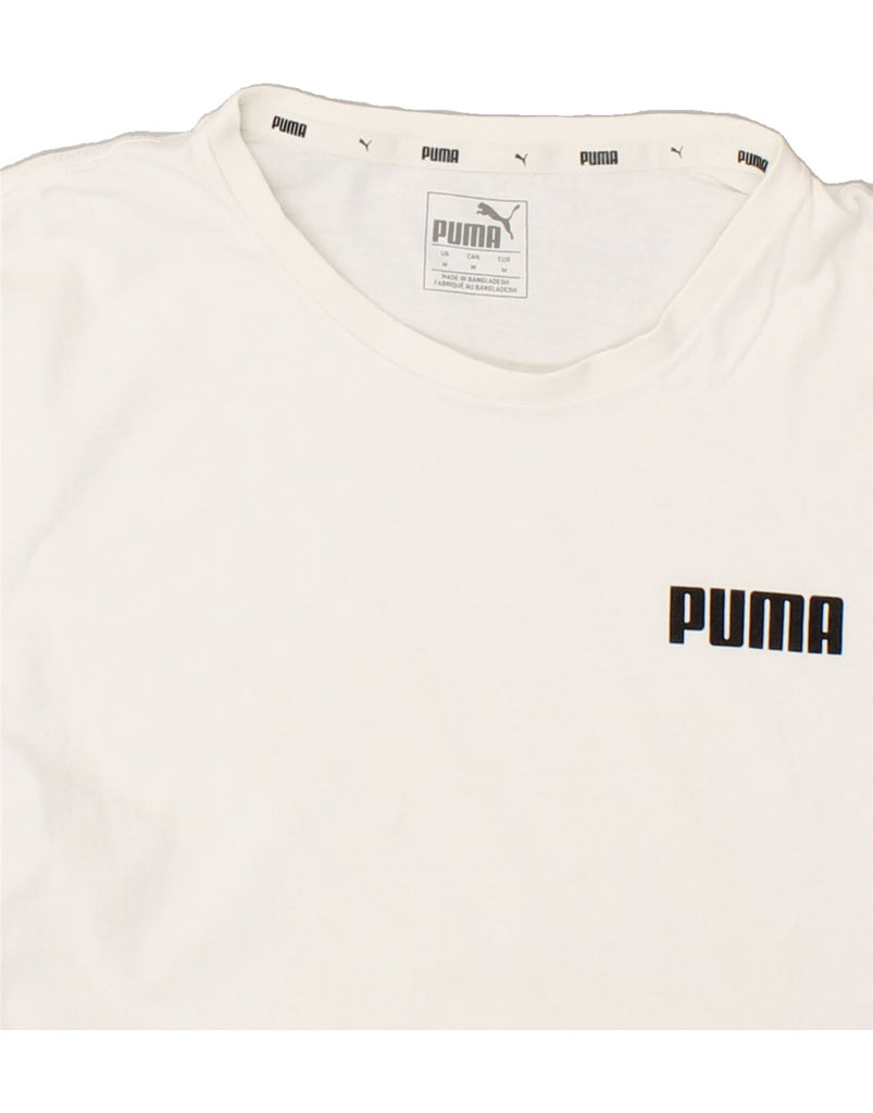 PUMA Mens T-Shirt Medium White | Vintage Puma | Thrift | Second-Hand Puma | Used Clothing | Messina Hembry 