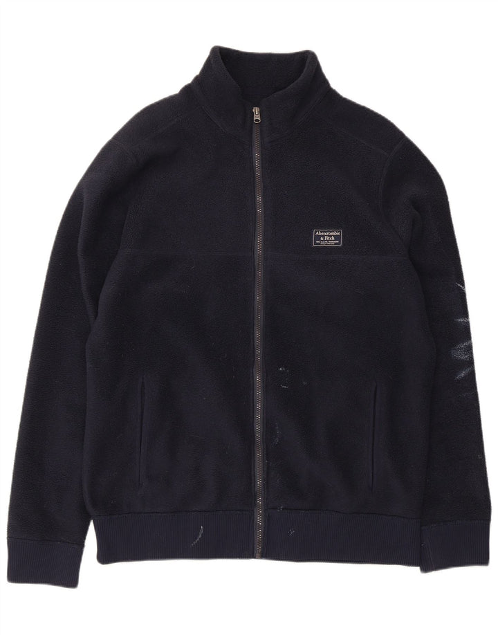 Abercrombie & Fitch Mens Fleece Jacket UK 38 Medium Navy Blue Polyester
