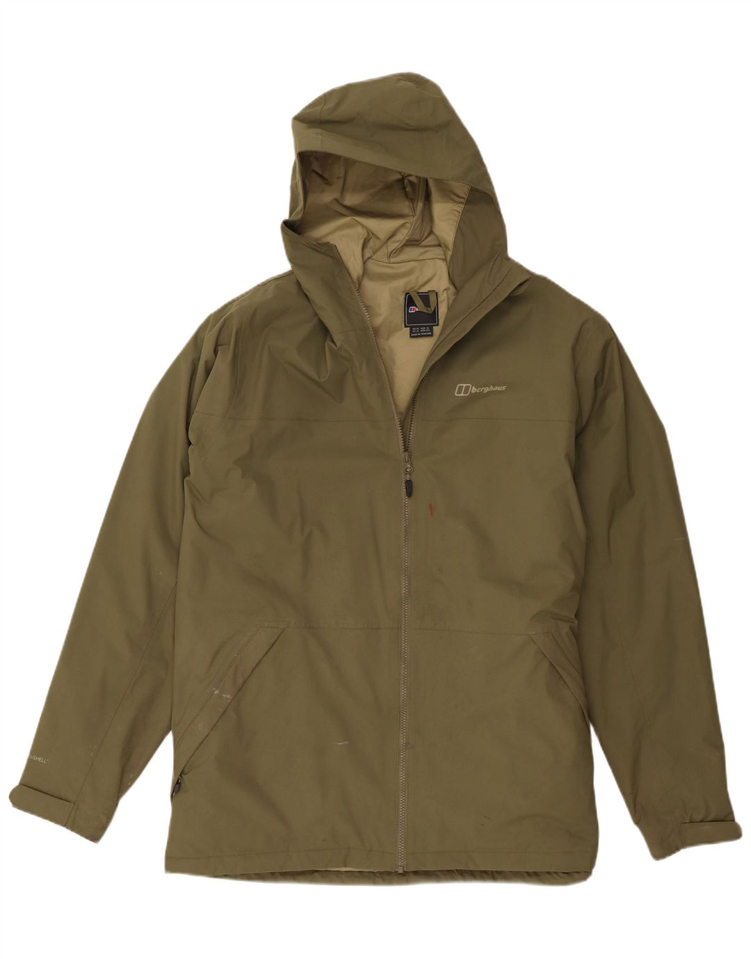Berghaus Mens Hooded Rain Jacket UK 42 XL Khaki Polyamide
