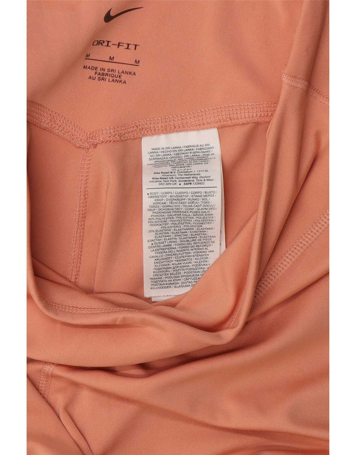 Nike Womens Dri Fit Leggings UK 14 Medium Orange Polyester