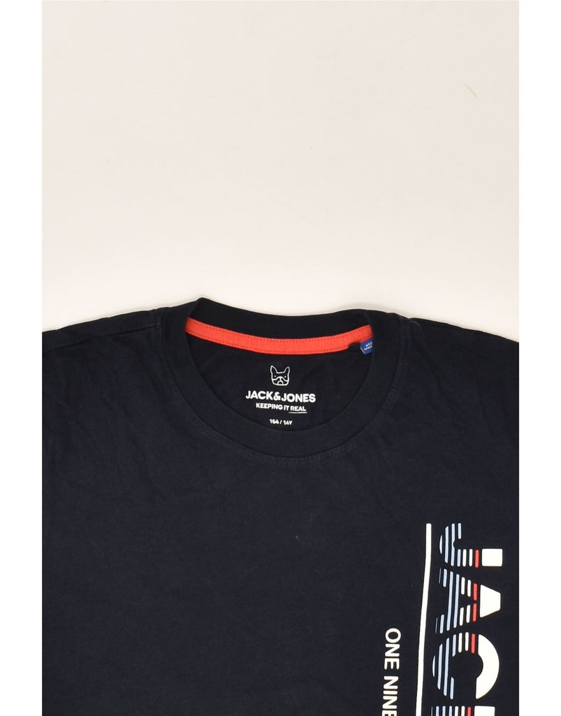 JACK & JONES Boys Graphic T-Shirt Top 13-14 Years Navy Blue Cotton | Vintage Jack & Jones | Thrift | Second-Hand Jack & Jones | Used Clothing | Messina Hembry 