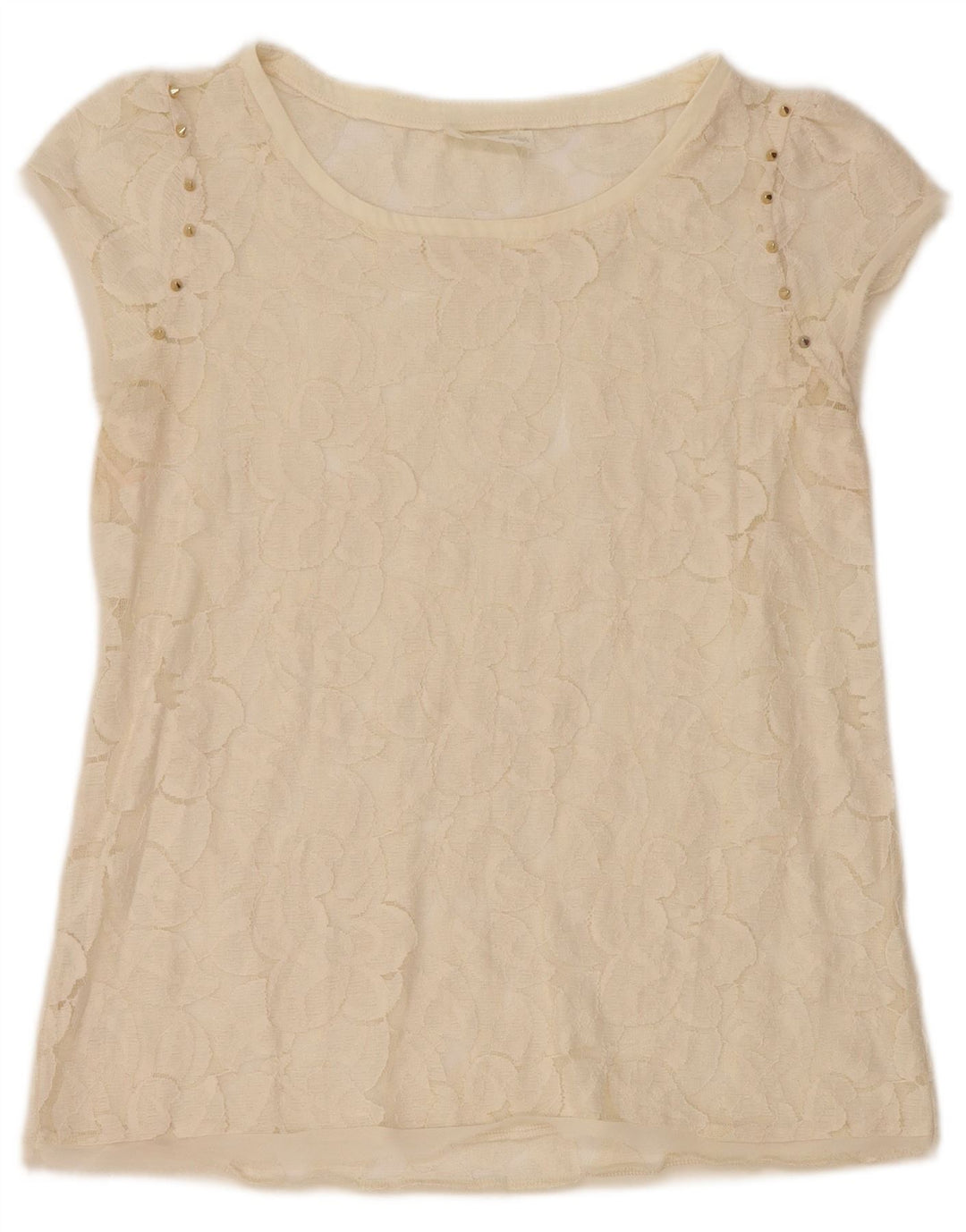 Zara Womens Lace Blouse Top UK 12 Medium Off White Floral