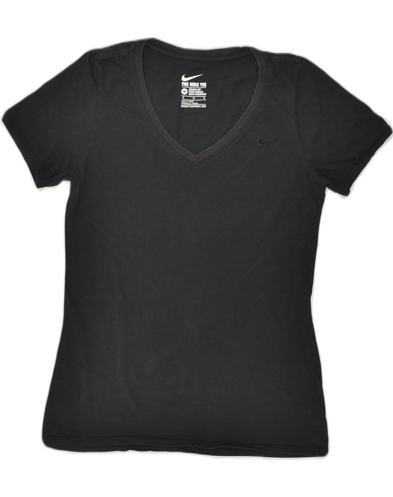 NIKE Womens Athletic Cut T-Shirt Top UK 12 Medium Black Cotton | Vintage Nike | Thrift | Second-Hand Nike | Used Clothing | Messina Hembry 