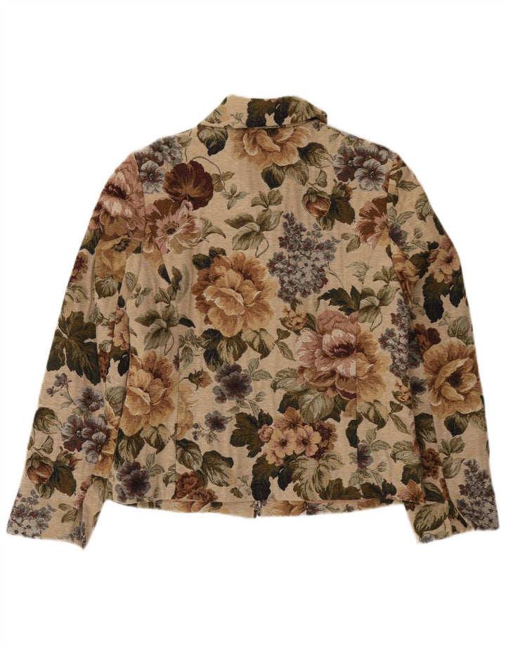 Landhaus Womens Full Zip Blazer Jacket EU 40 Medium Beige Floral Polyester