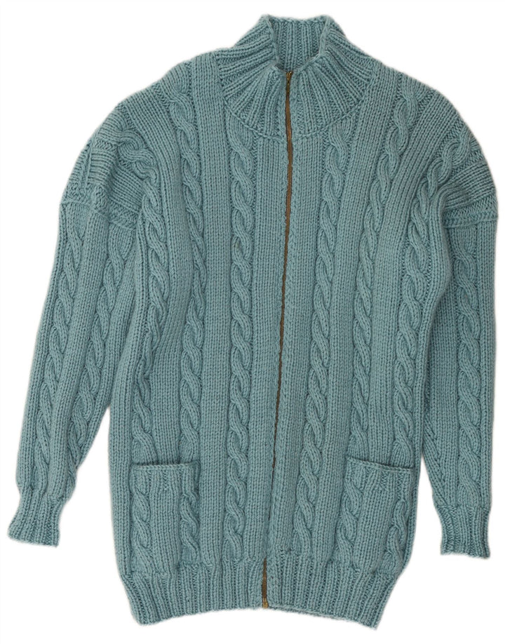 Vintage Womens Longline Cardigan Sweater UK 16 Large Blue