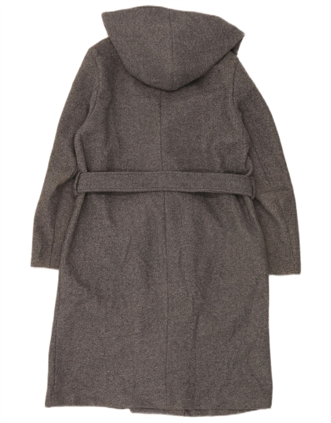 Zara Womens Hooded Oversized Overcoat UK 6 XS Grey Polyester