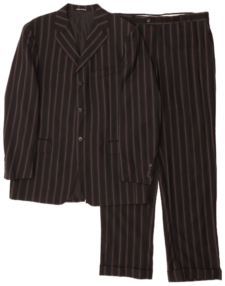PAL ZILERI Mens 3 Button 2 Piece Suit IT 50 Large W34 L33 Black Striped