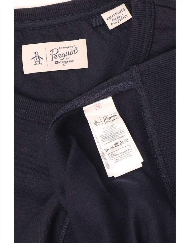Penguin Mens Sweatshirt Jumper 2XL Navy Blue Cotton