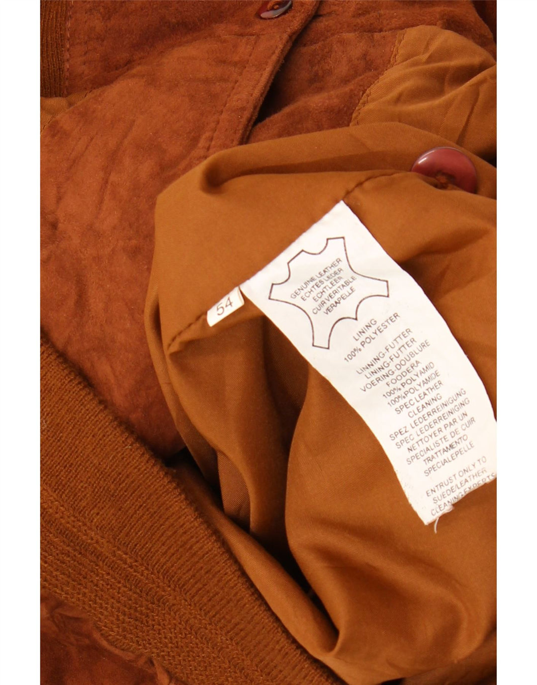 Vintage Mens Suede Bomber Jacket EU 54 2XL Brown