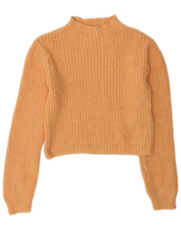 Zara Womens Crop Turtle Neck Jumper Sweater UK 10 Small Orange Polyester