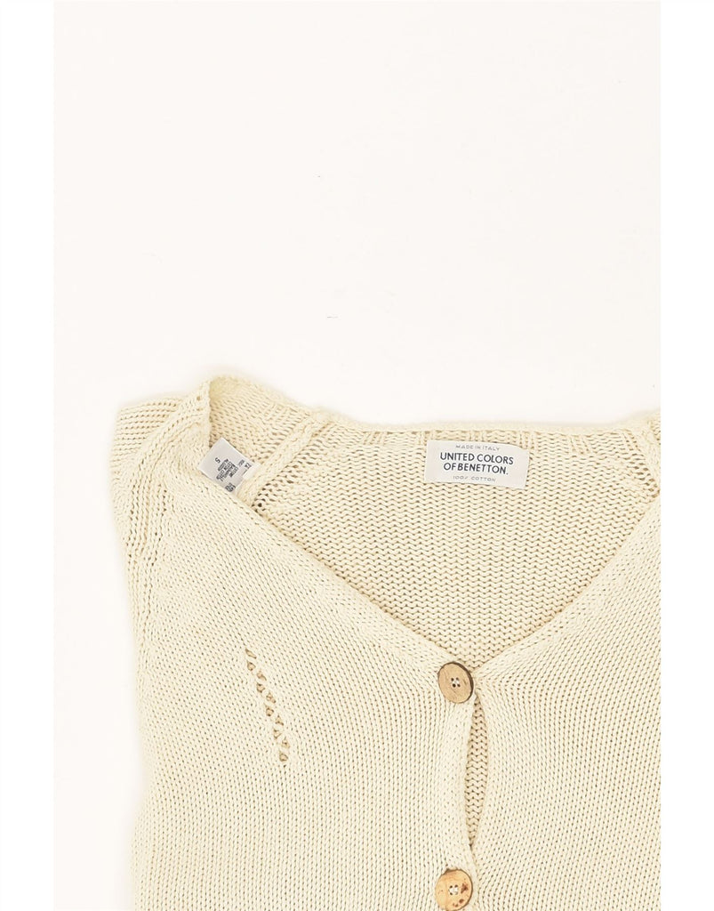 BENETTON Womens Cardigan Sweater UK 10 Small Beige Cotton | Vintage Benetton | Thrift | Second-Hand Benetton | Used Clothing | Messina Hembry 