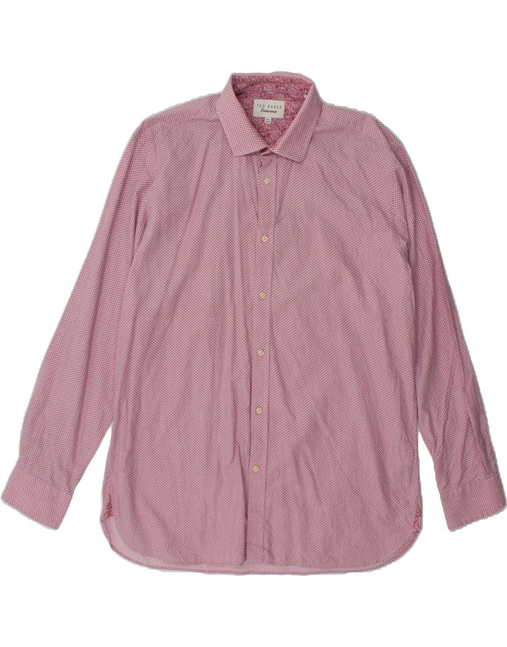 TED BAKER Mens Shirt Size 16 1/2 Large Pink Spotted Cotton Vintage Ted Baker and Second-Hand Ted Baker from Messina Hembry 