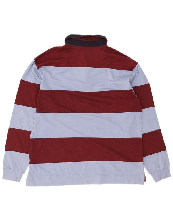 Kappa Mens Long Sleeve Rugby Polo Shirt XL Burgundy Striped Cotton