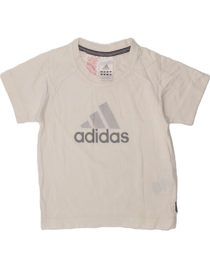 ADIDAS Boys Graphic T-Shirt Top 3-4 Years White Cotton Vintage Adidas and Second-Hand Adidas from Messina Hembry 