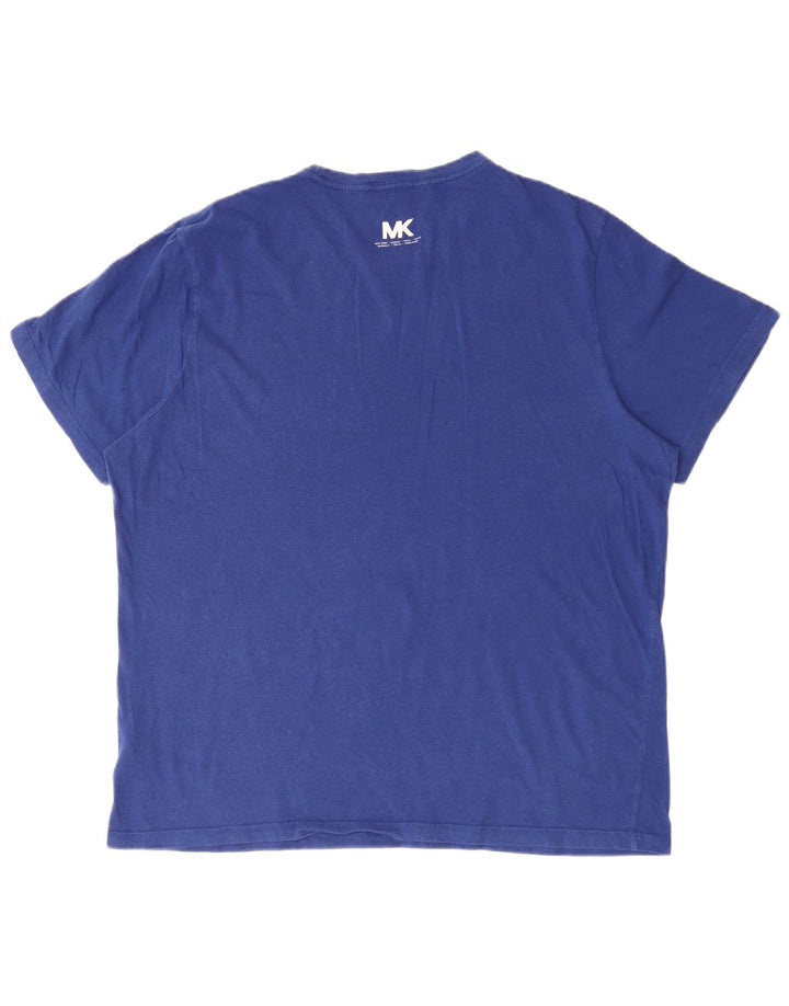 MICHAEL KORS Mens Graphic T-Shirt Top XL Blue Cotton