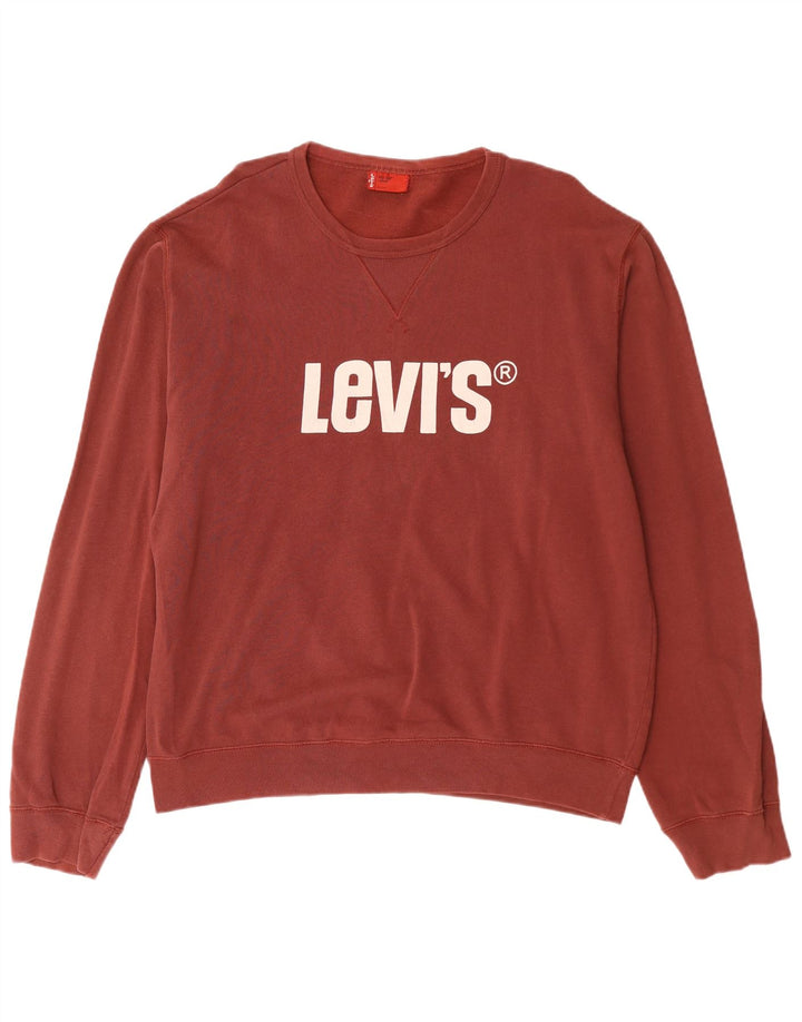 Levi's Mens Graphic Sweatshirt Jumper Large Maroon Cotton
