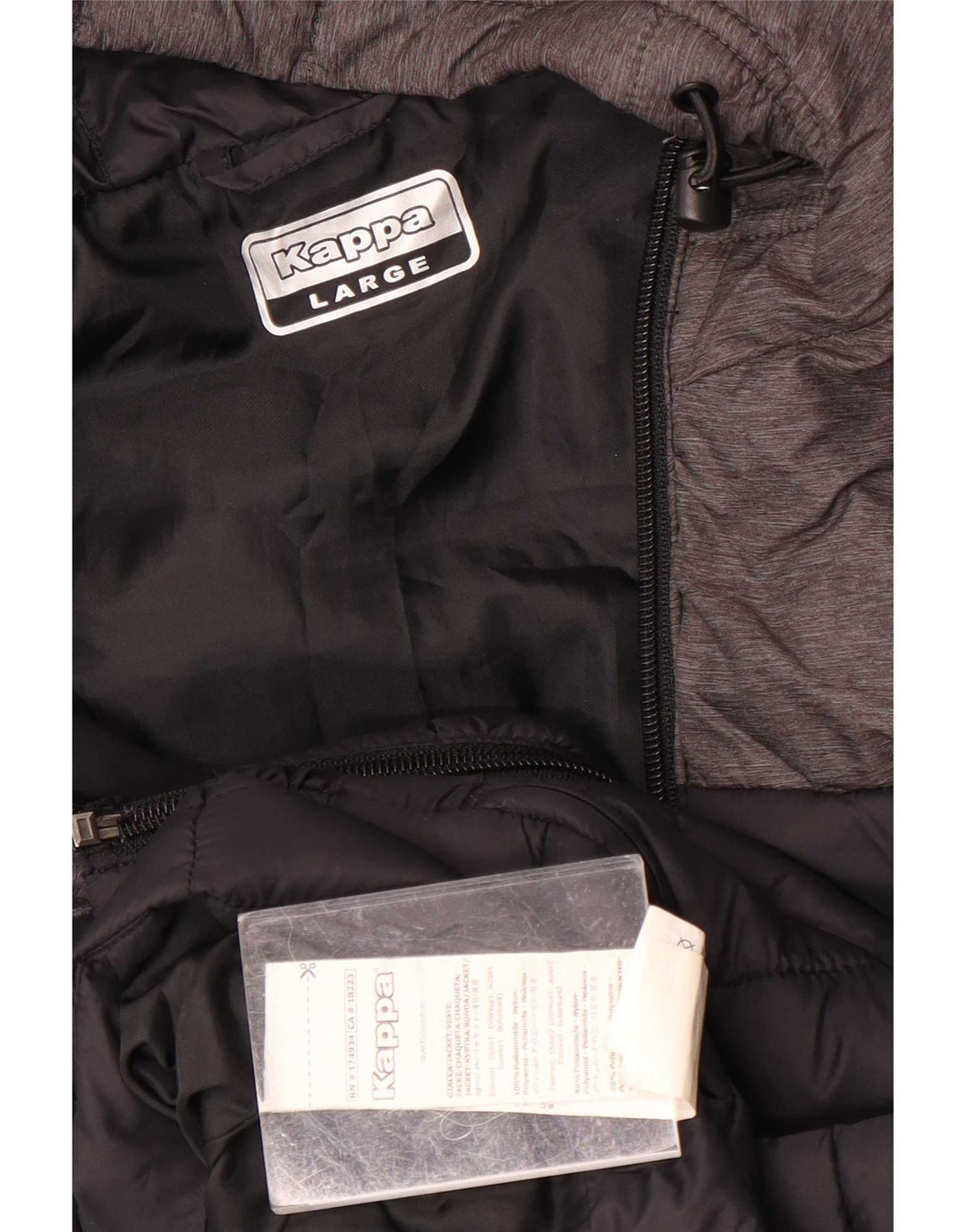 Kappa Mens Hooded Padded Jacket UK 40 Large Black Colourblock Polyamide