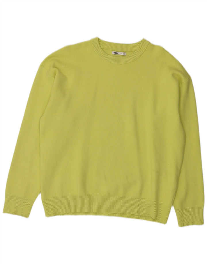 Zara Mens Boat Neck Jumper Sweater Large Green Viscose