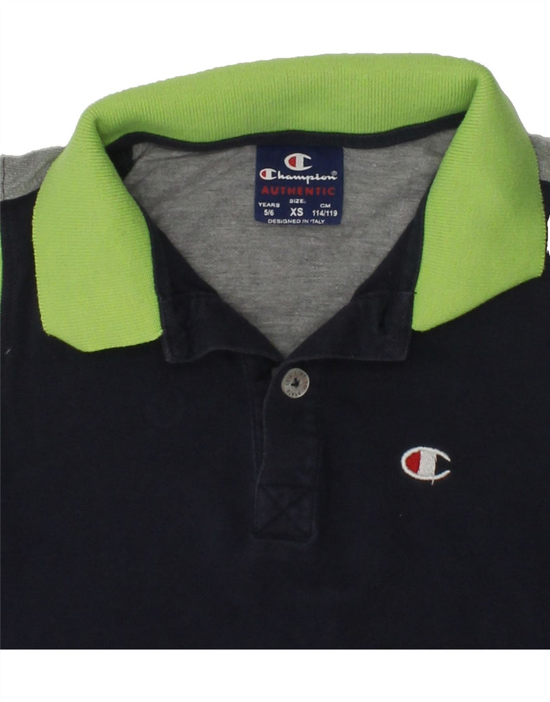 CHAMPION Boys Authentic Polo Shirt 5-6 Years XS Black Colourblock | Vintage Champion | Thrift | Second-Hand Champion | Used Clothing | Messina Hembry 