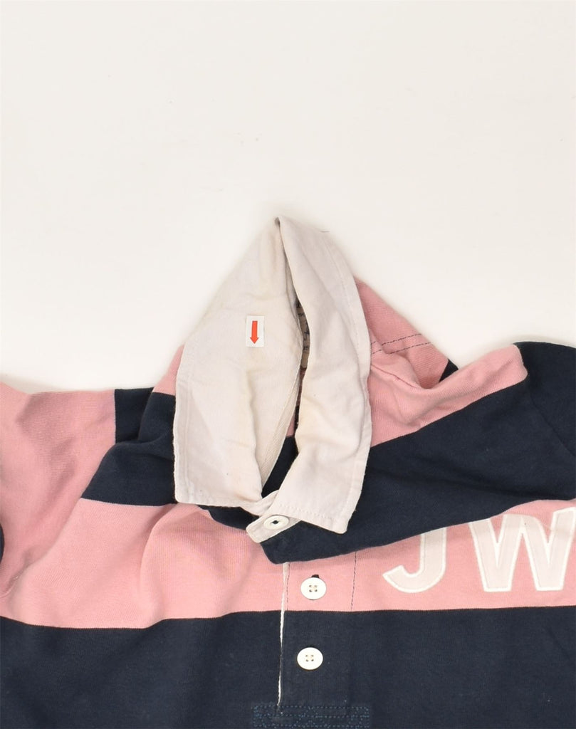 JACK WILLS Womens Polo Shirt UK 12 Medium  Pink Striped Cotton | Vintage Jack Wills | Thrift | Second-Hand Jack Wills | Used Clothing | Messina Hembry 