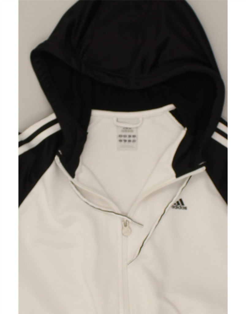 ADIDAS Womens Zip Hoodie Sweater UK 18 XL  White Colourblock Polyester Vintage Adidas and Second-Hand Adidas from Messina Hembry 