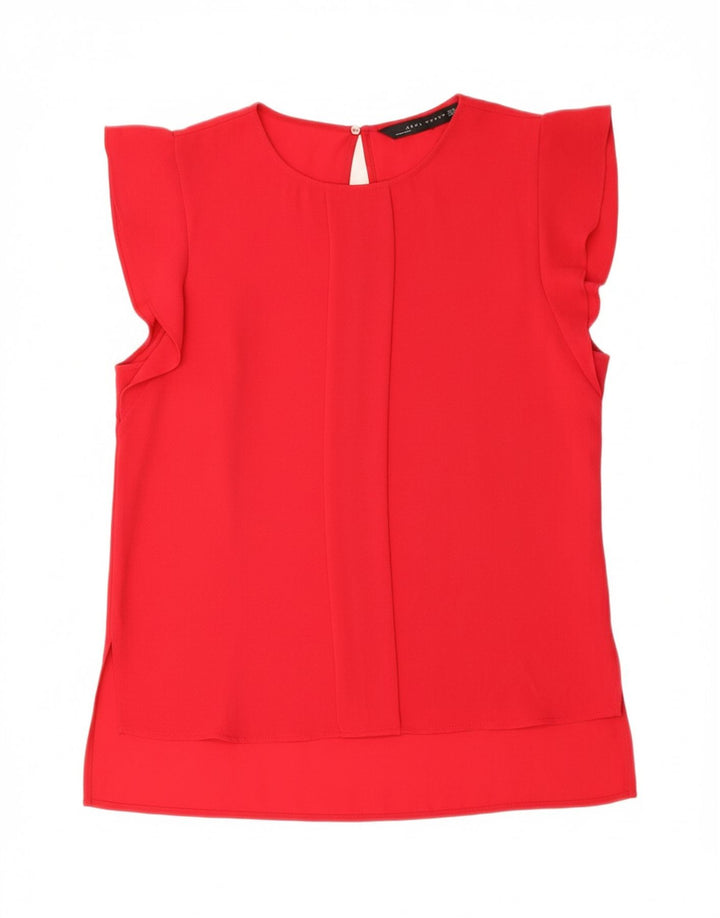 ZARA Womens Blouse Top UK 10 Small Red Vintage Zara and Second-Hand Zara from Messina Hembry 