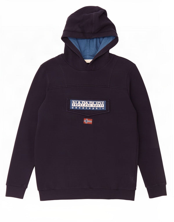 Napapijri Boys Geographic Graphic Hoodie Jumper 15-16 Years Navy Blue