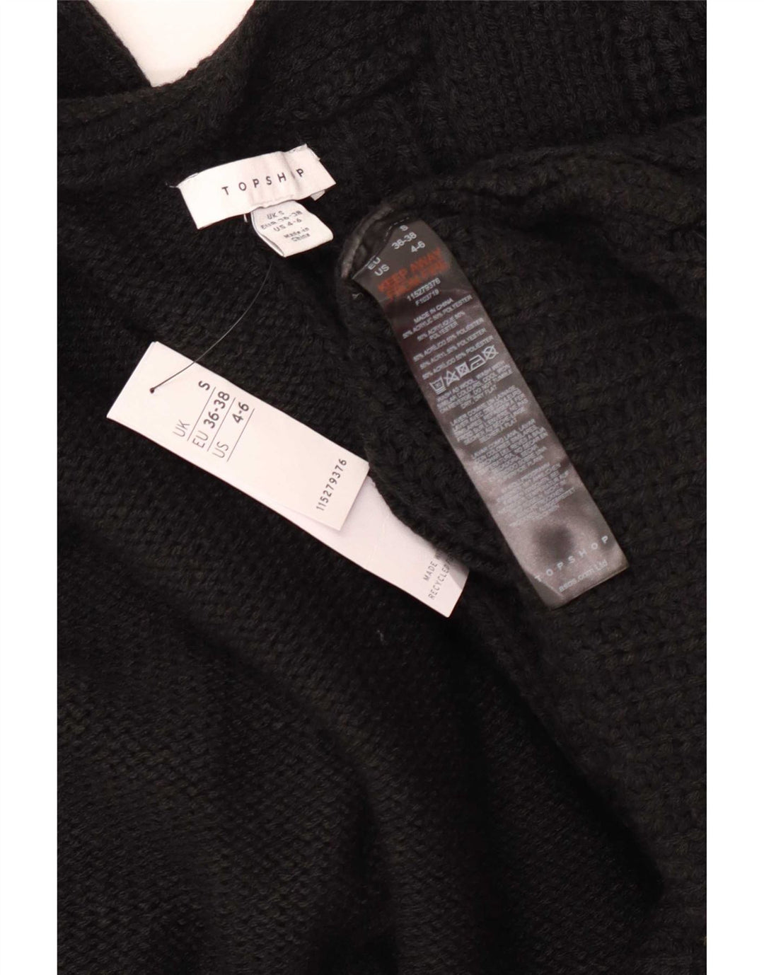 Topshop Womens Oversized Longline Cardigan Sweater EU 36/38 Small Black