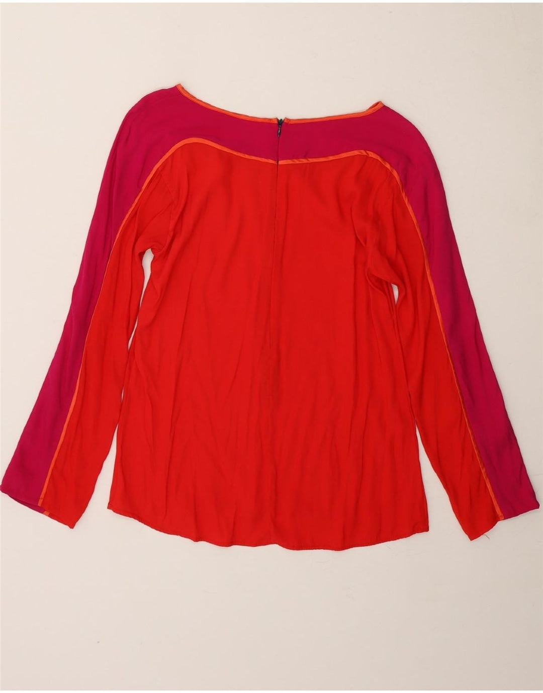 VINTAGE Womens Long Sleeve Blouse Top UK 10 Small Red Colourblock Vintage Vintage and Second-Hand Vintage from Messina Hembry 