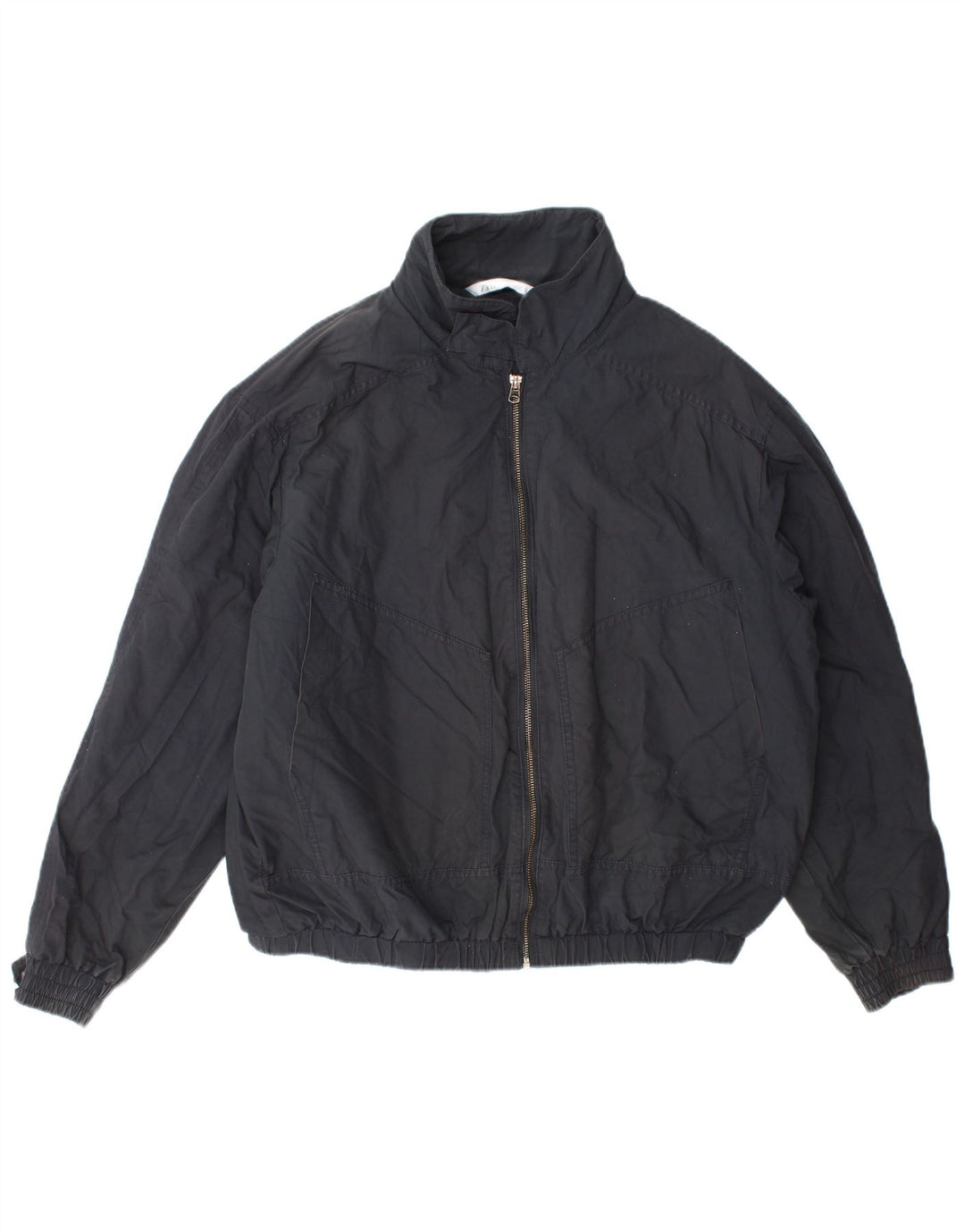 Zara Mens Bomber Jacket UK 40 Large Navy Blue Polyester
