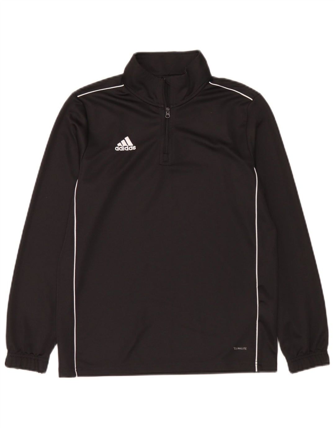 Adidas Boys Climalite Zip Neck Top Long Sleeve 11-12 Years Black Polyester