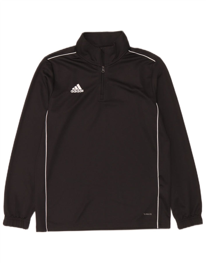 Adidas Boys Climalite Zip Neck Top Long Sleeve 11-12 Years Black Polyester