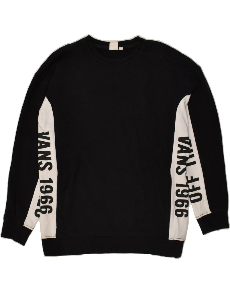 VANS Mens Graphic Sweatshirt Jumper Medium Black Colourblock | Vintage Vans | Thrift | Second-Hand Vans | Used Clothing | Messina Hembry 