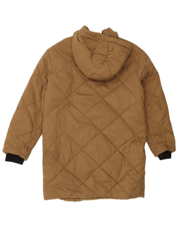 Zara Girls Hooded Padded Coat 11-12 Years Brown Nylon