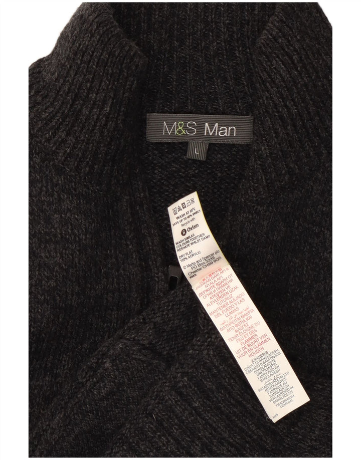Marks & Spencer Mens Cardigan Sweater Large Grey Acrylic