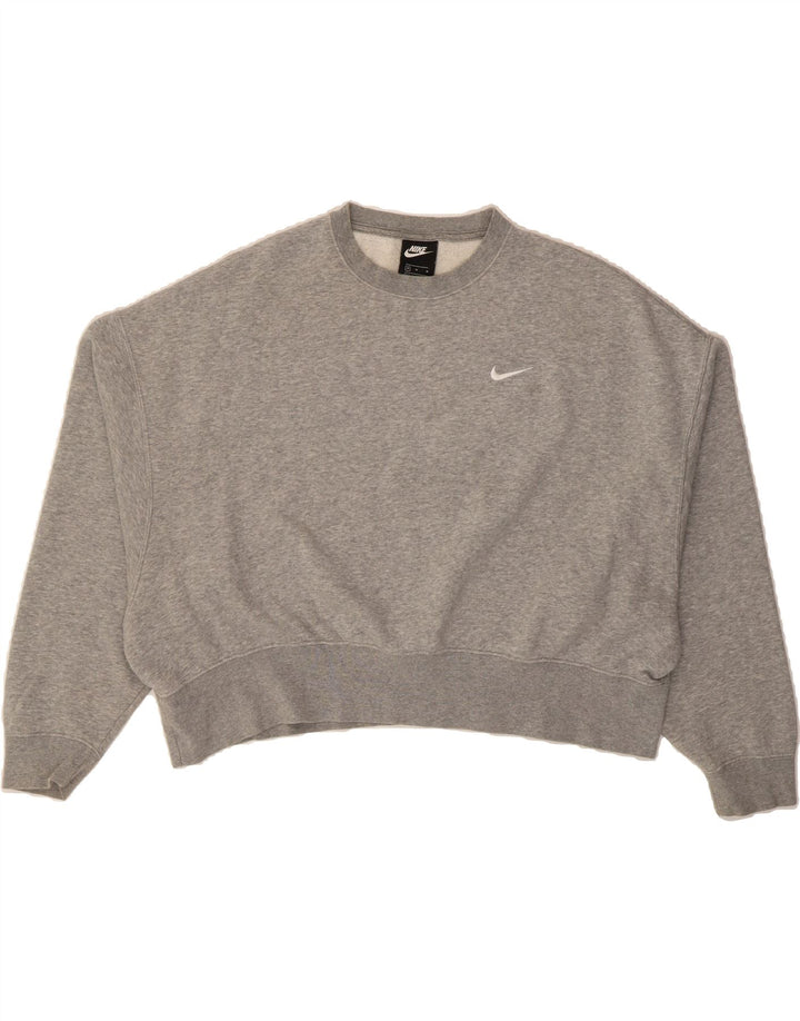 NIKE Womens Oversized Sweatshirt Jumper UK 14 Medium Grey Cotton Vintage Nike and Second-Hand Nike from Messina Hembry 