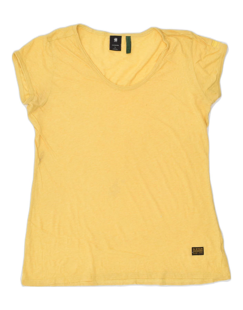 G-STAR Womens T-Shirt Top UK 16 Large Yellow Cotton Classic | Vintage | Thrift | Second-Hand | Used Clothing | Messina Hembry 