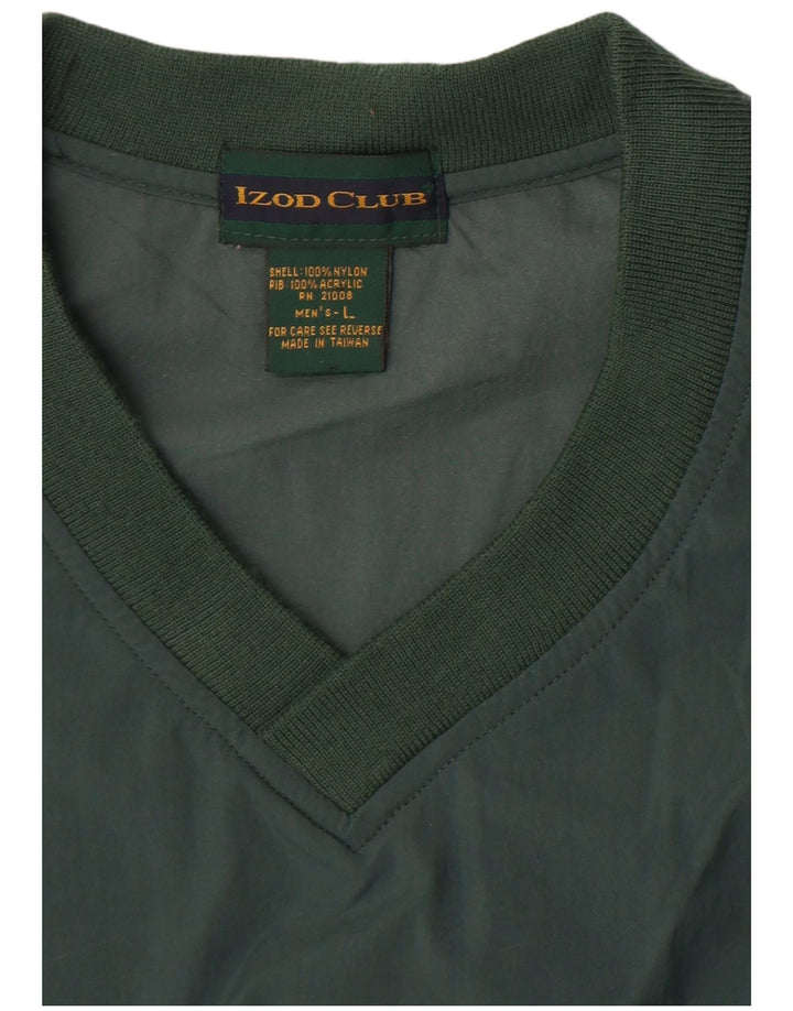 Izod Mens Pullover Tracksuit Top Large Green Nylon