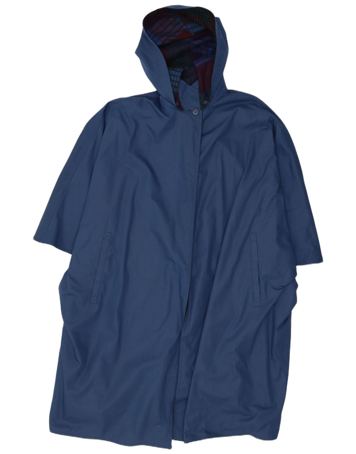 Vintage Womens Hooded Poncho Coat IT 48 XL Navy Blue