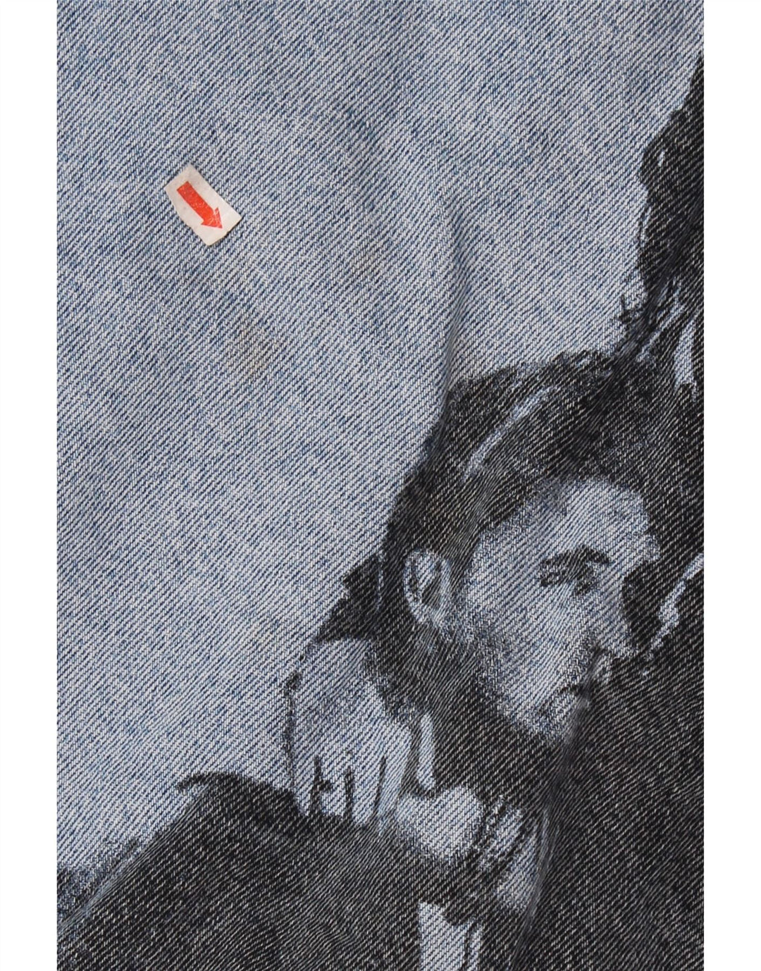 VINTAGE Mens Graphic Denim Jacket UK 36/38 Small Blue Cotton