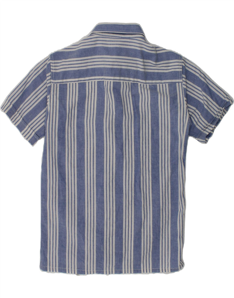 LACOSTE Boys Short Sleeve Shirt 7-8 Years Blue Striped Cotton | Vintage Lacoste | Thrift | Second-Hand Lacoste | Used Clothing | Messina Hembry 