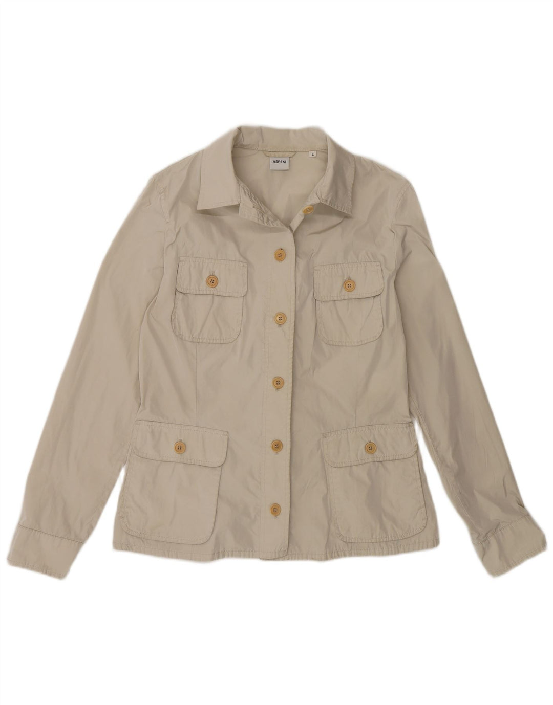 Aspesi Womens Utility Jacket UK 14 Large Beige Polyester